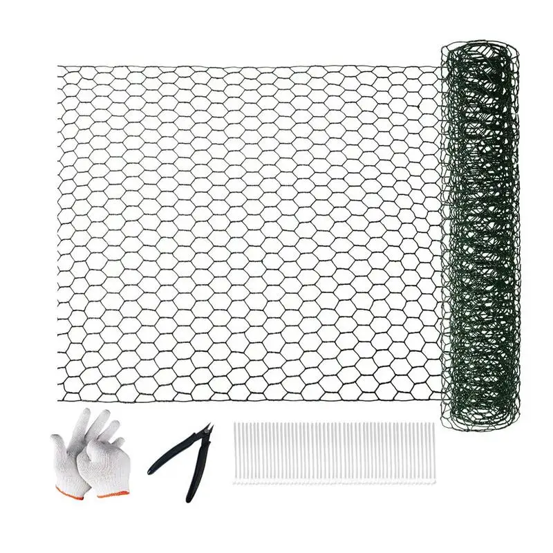 

Wire Mesh Fence Galvanized Hexagonal Chicken Coop Mesh Netting Pet Rabbit Chicken Fencing With 50 Zip Ties Plier And Gloves For