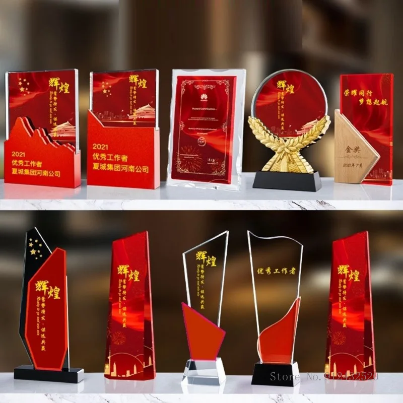 Red Crystal Trophy Decoration, Custom Creative, Send Friends Awards, Dancing Souvenir, Home Decoration