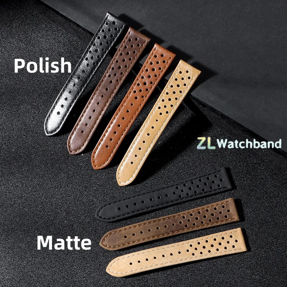 Premium Genuine Cowhide Leather Strap - Soft Breathable Retro Wristband (18mm, 20mm, 22mm)