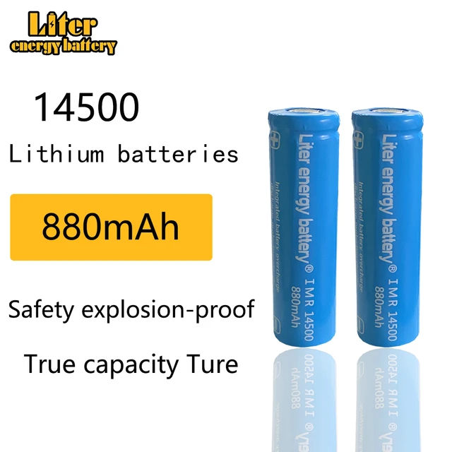 14500 Battery 3.7V Li-ion 1500mAh Rechargeable 14500 Batteries + Smart  Charger