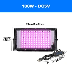 Enhanced Full Spectrum Outdoor LED Grow Light (USB 100W)