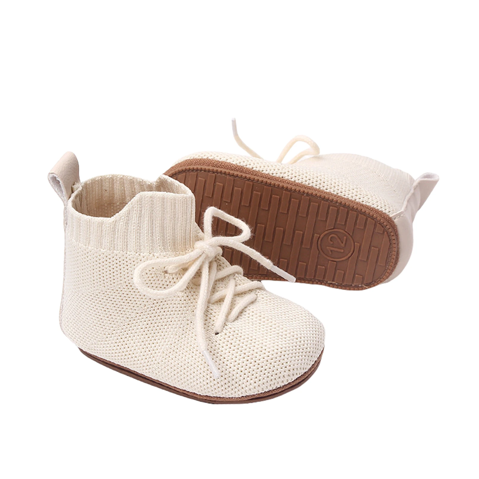 EWODOS Toddler Baby Girls High Top Shoes Winter Solid Color Soft Sole Non-slip Bandage Flat Shoes for Newborn Infant Toddler