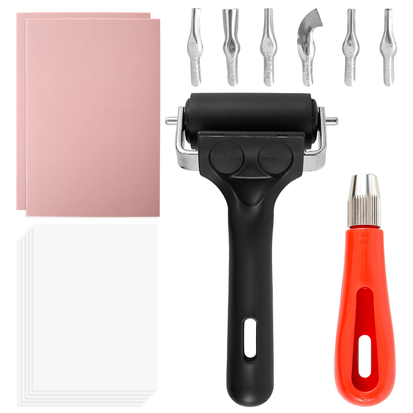 Rubber Block Stamp Carving Blocks Set Making Kit with Tools Roller DIY carving tool