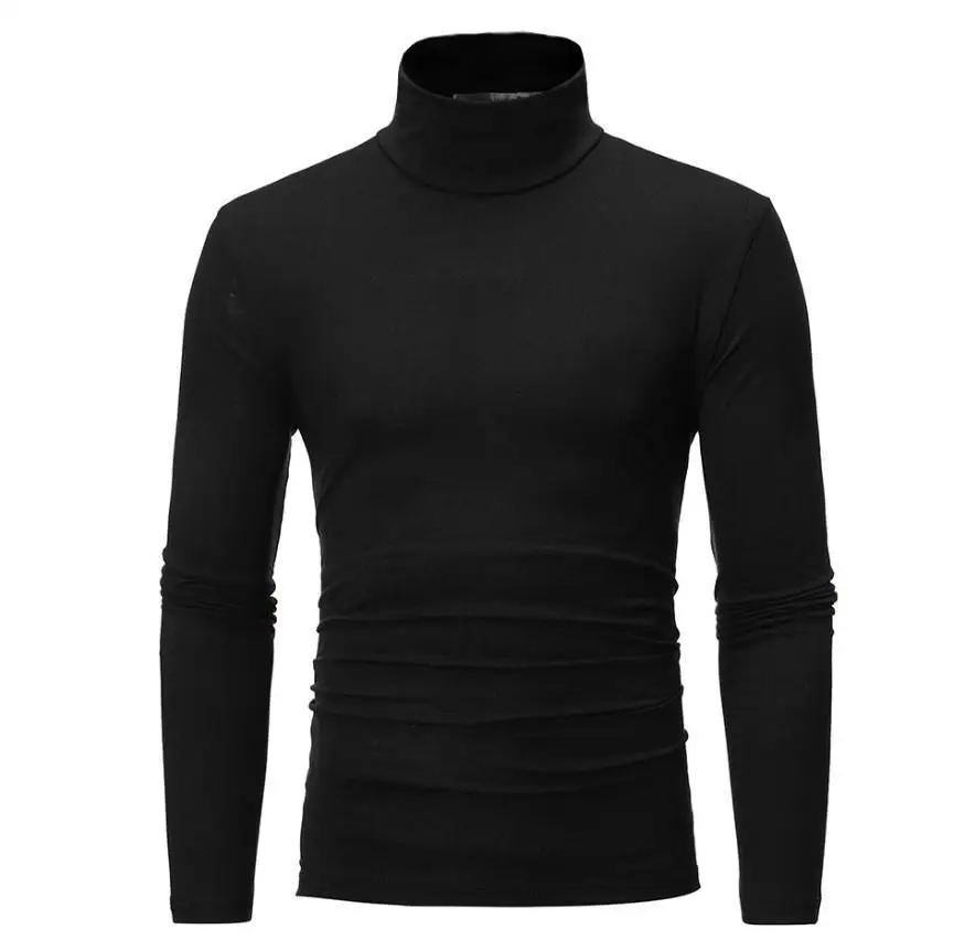 thumbnail image 1 of Camiseta interior de hombre, camiseta de manga larga, otoño invierno, cuello medio alto, color sólido, cuerpo ajustado con versión coreana de estilo extranjero, 1 of 5