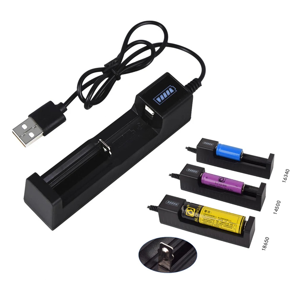 

1 Slot 18650 USB Battery Charger Universal Smart Quick Battery for 14500 16650 14650 18500 Rechargeable Lithium Battery Charger