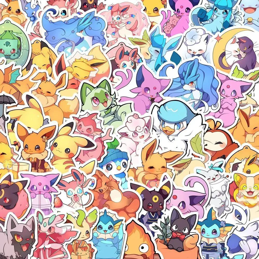 10/30/50/100pcs Cute Pokemon Stickers Anime Pikachu Eevee Charman Cartoon Decals Kawaii DIY Phone Case Laptop Kids Sticker Toys 3