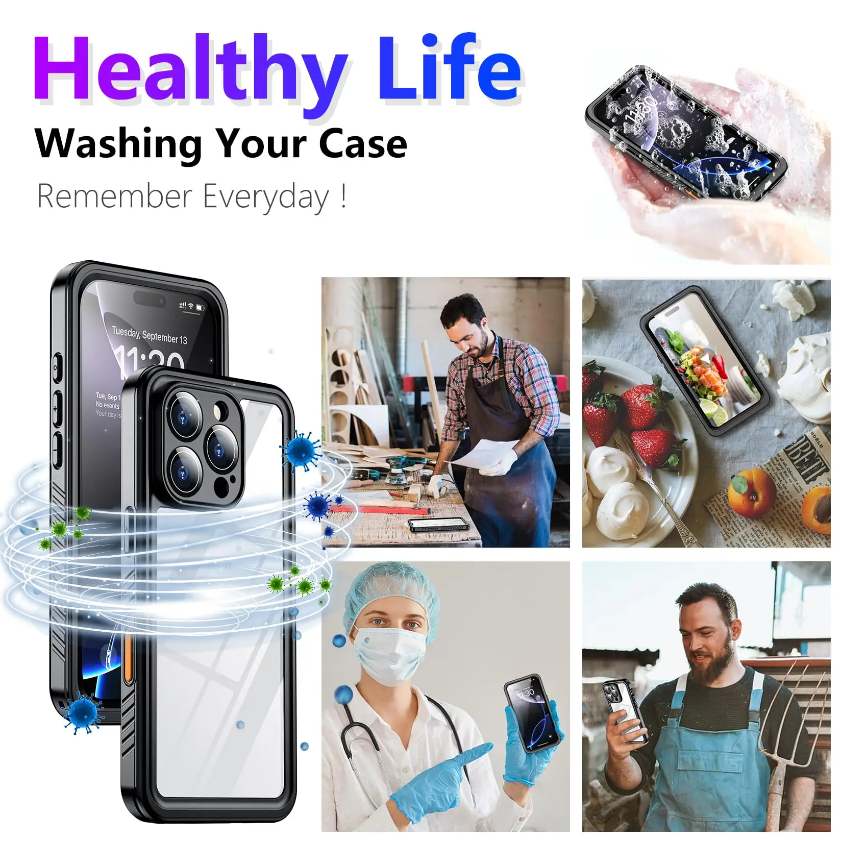 Ultimate IP68 Waterproof Shockproof Phone Case - Solid Color Protective Cover
