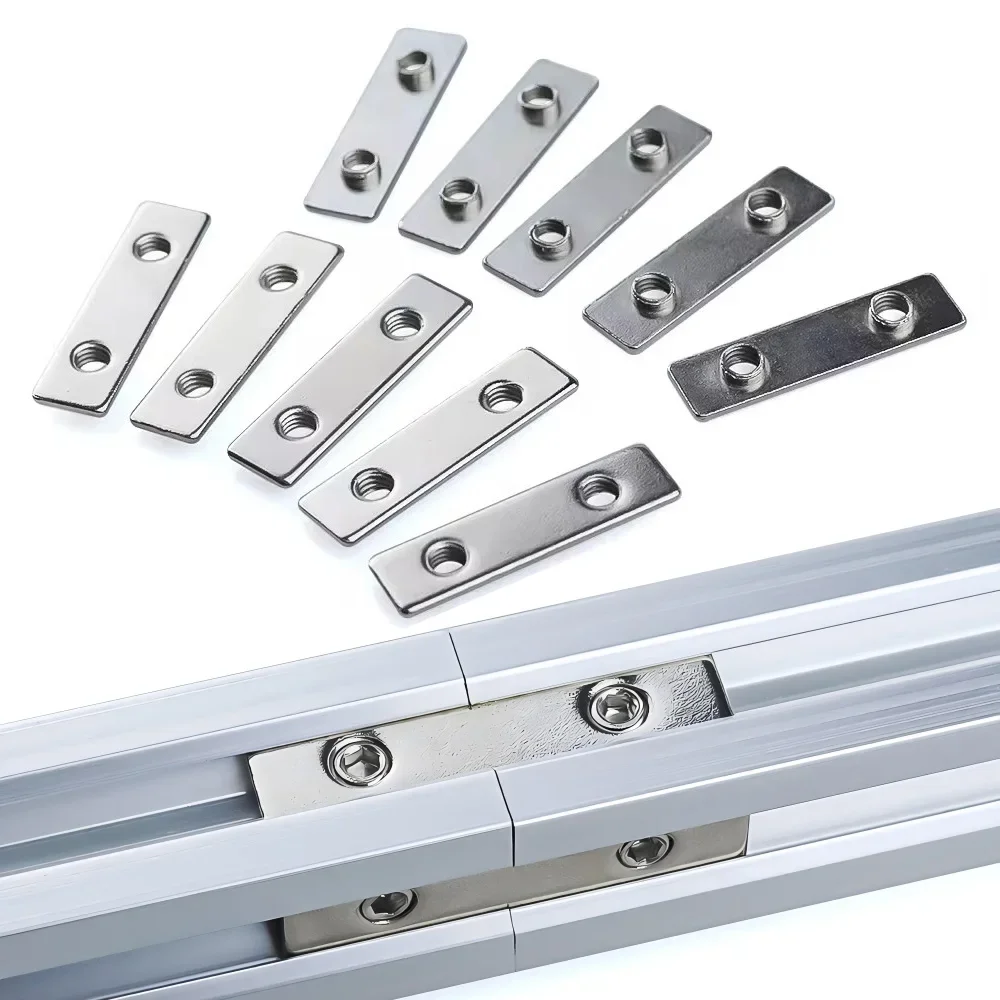 10Pcs M5 Double T-nuts Carbon Steel Zinc Plated Tee Nuts 2 Holes Flat Spacer Fastener for V-Slot T-Slot Aluminum Profiles