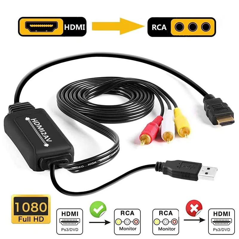 HDMI to RCA Converter Cable, 1080P to AV Adapter Supports NTSC for TV  Stick, Roku, Chromecast, , PC, Laptop, Xbox, DVD Etc - AliExpress