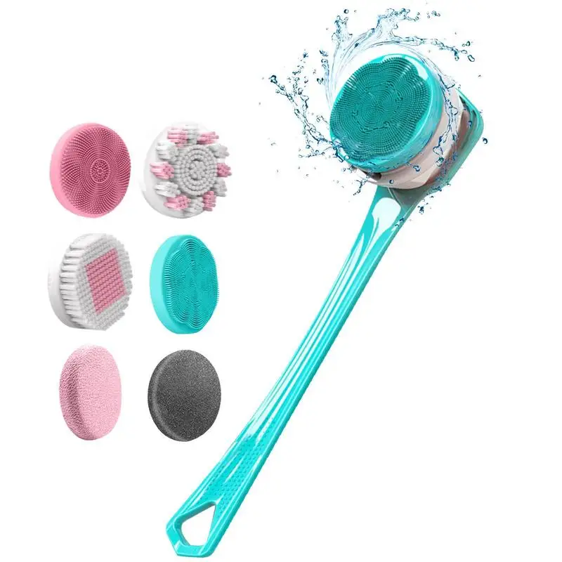 

Electric Body Scrubber 6 In 1 Deep Cleaning Bath Brush Long Handled Body Scrubber With 6 Shower Heads Shower Brush Deep