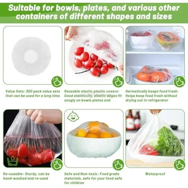 Couvercle alimentaire jetable réutilisable, enveloppe en plastique, couvercles alimentaires élastiques durables pour bols, couvercles d'assiettes élastiques pour sac d'économie de nourriture de cuisine 5