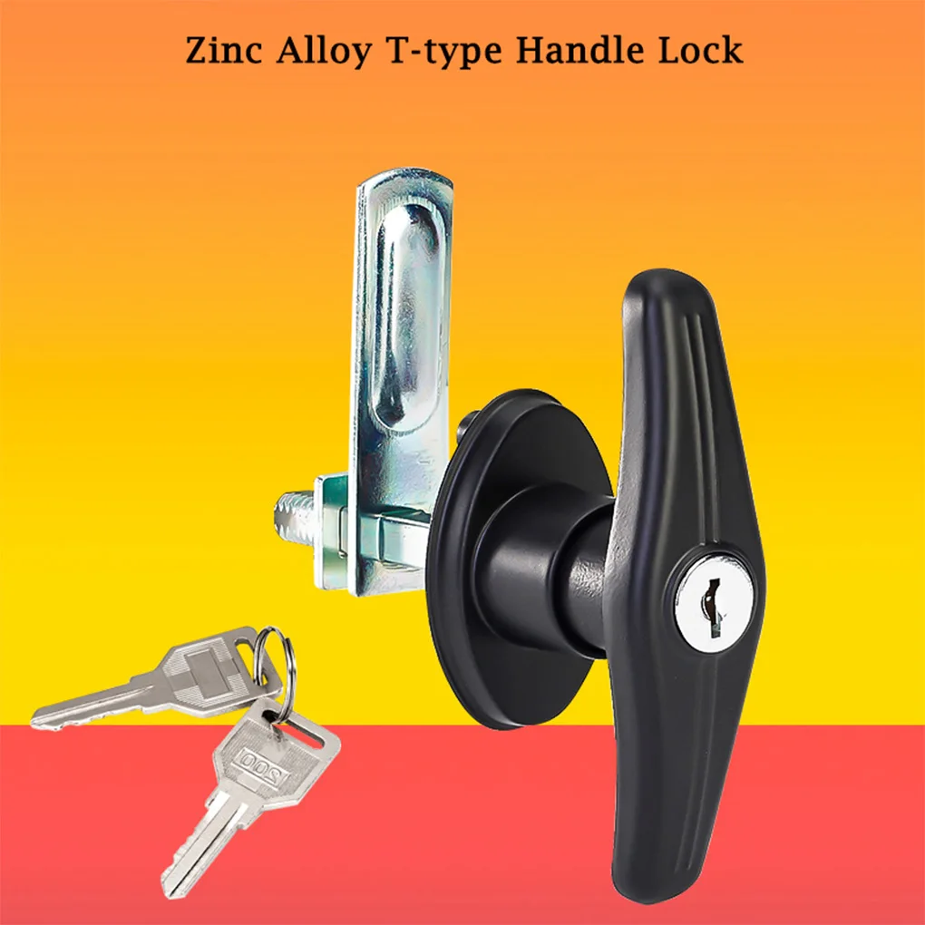 2pcs T-Shaped Handle Lock Garage Door Lock Anti-theft Zinc Alloy Lock For Caravan Garage Shed Cabinet Furniture Hardware