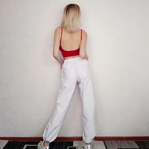 MODX European and American women's Cargo pants Spring and summer new lace up high waist thin jogging pants Casual Harun pants
