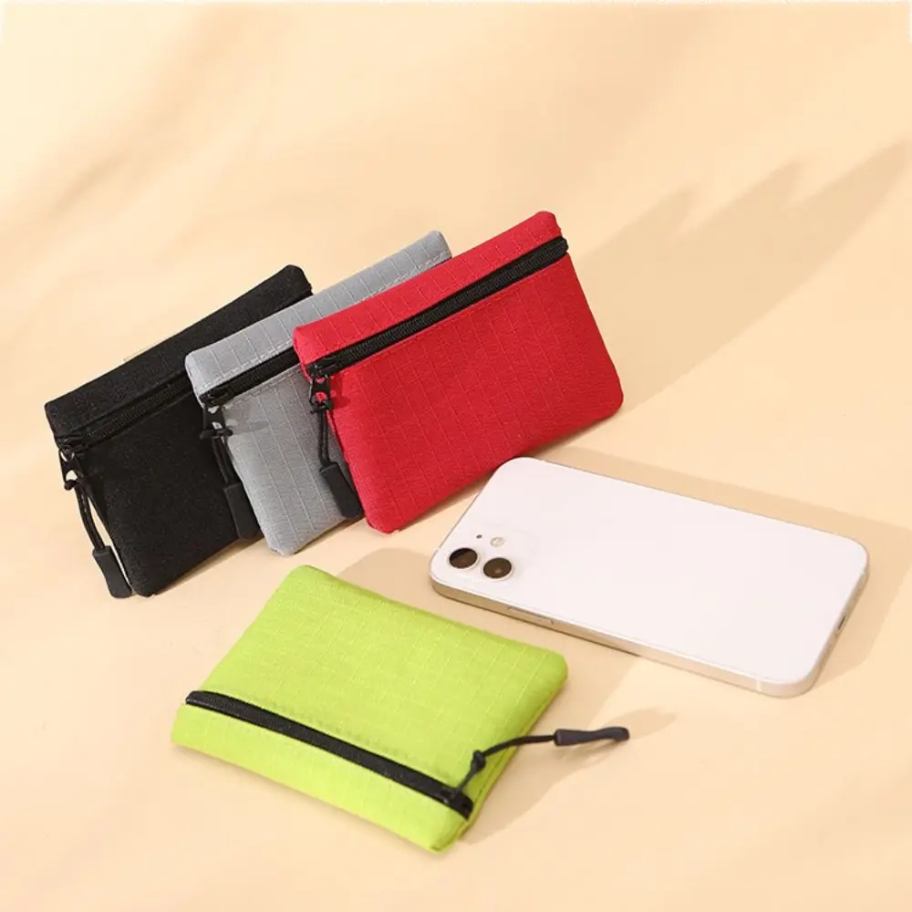 Solid Color Canvas Small Wallet Simple Women Men Coin Key Bag With Zipper Kid Storage Pouch Unisex Mini Coin Purse Money Pocket