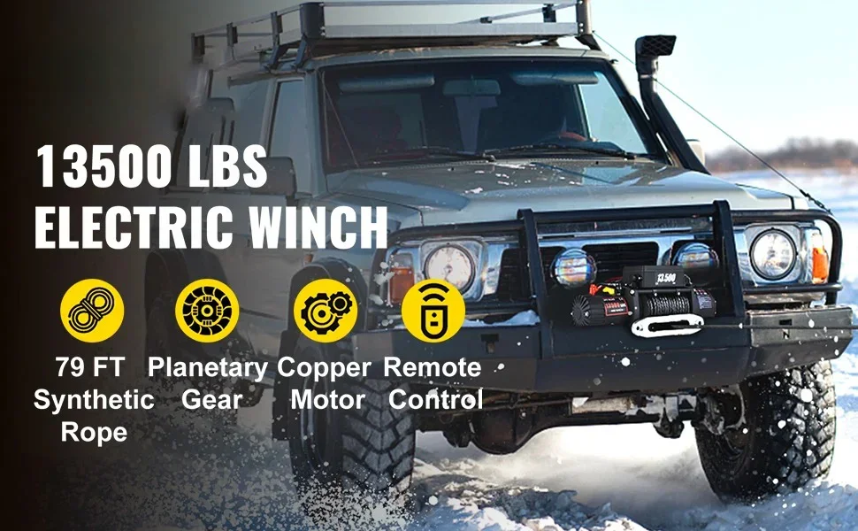 JH 12V 13500LBS Electric Truck Winch Vehicle Mounted Self Rescue Crane for Off-r
