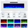 Floating Fireplace TV Stand Wall-mounted Mirror with 40-inch Electric Fireplace Modern LED Lights Media Console All White 3