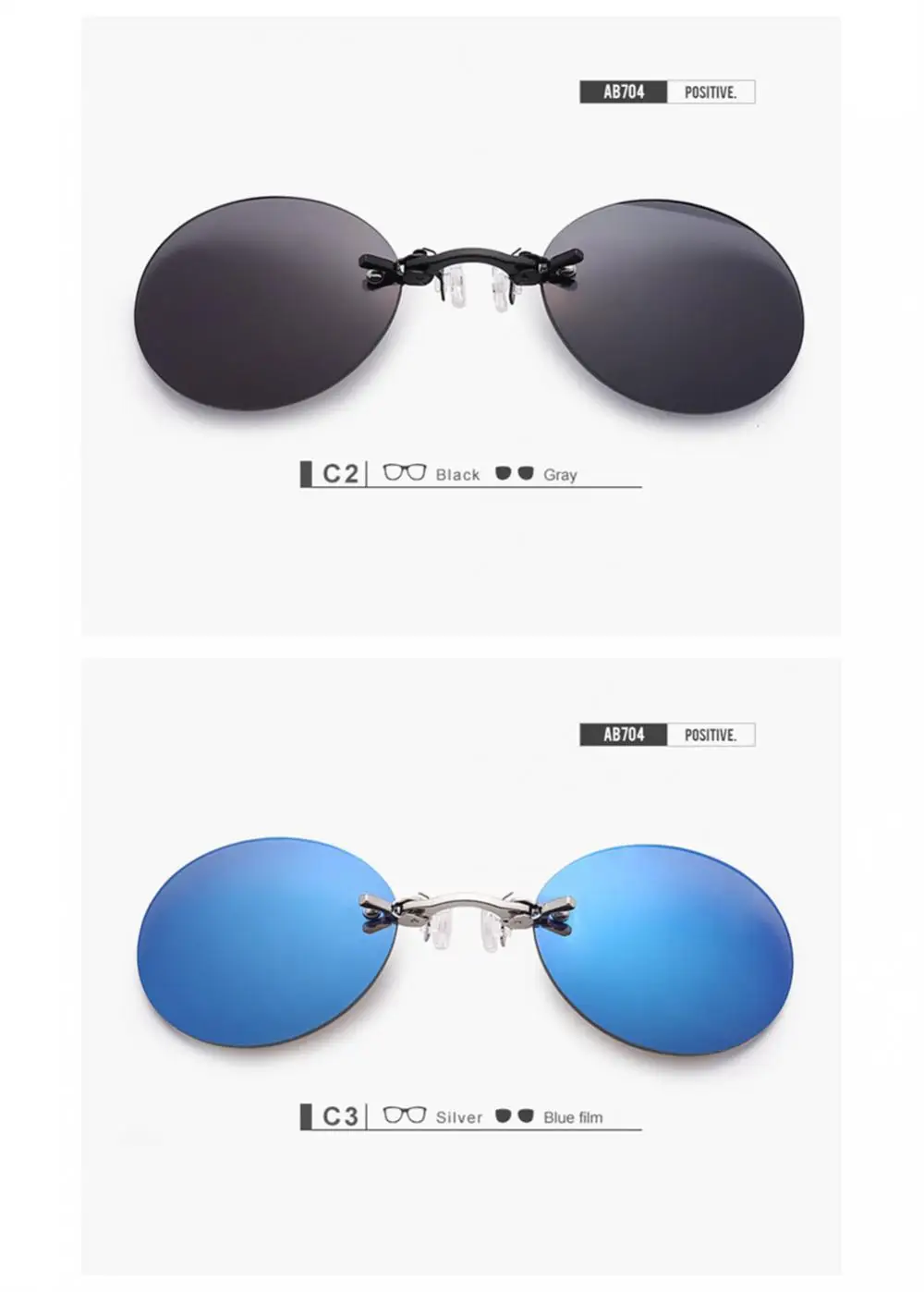 Clip On Nose Glasses Round Rimless Matrix Morpheus Sun Travel Shades Goggles Mini Frameless Vintage Men UV400_voghion.com