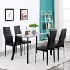 Black Dining Chair Set of 4, Leather Dining Chairs with Curved Back & Foot Cap Protection for Dining Kitchen Living Room 5