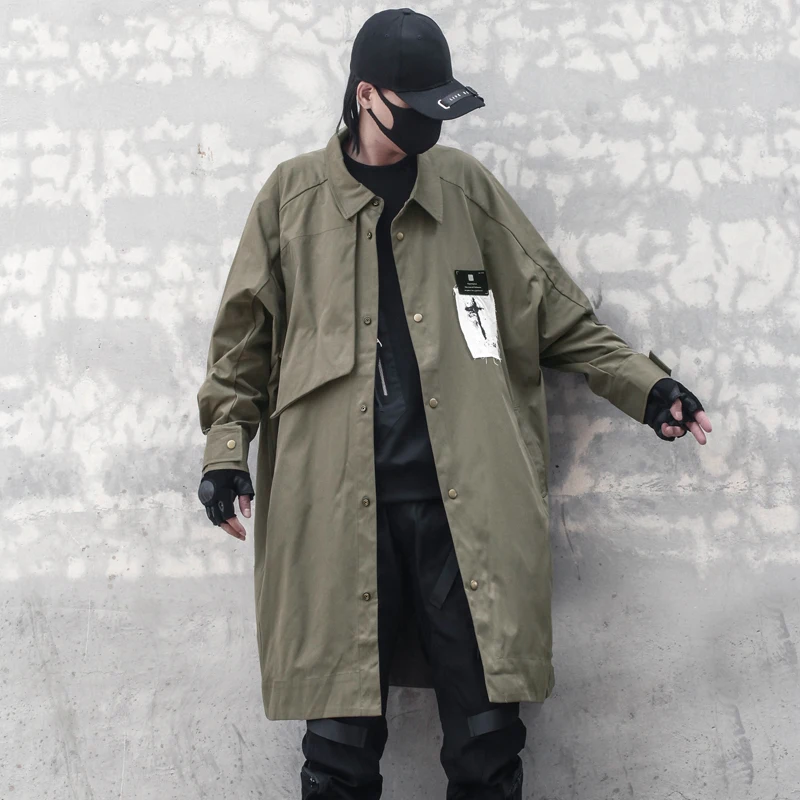 

Design Yamamoto Style Thin Coat Avant-Garde Style Dark Casual Long Sleeve Loose Long Trench Coat Man