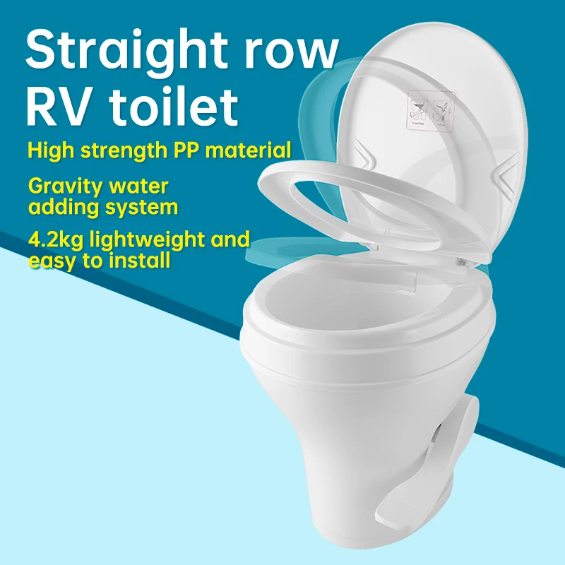 RV Inline Toilet Foot-operated Plastic Portable Camping Outdoor Caravan Toilet
