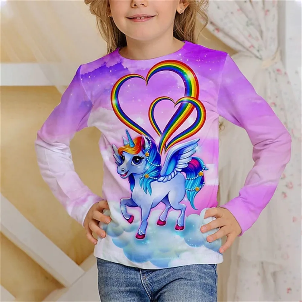 Kids T Shirt Animal Casual 3D Print Long Sleeve Fashion Gril's Tshirt Cute Cat Pattern Children's Clothing 2023 Unisex Top Tees