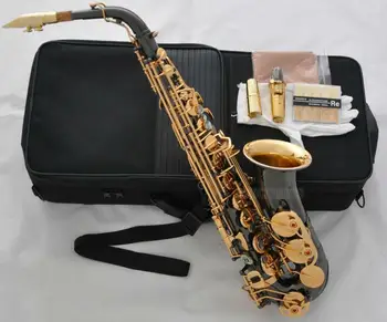 Black Gold Bell Alto Saxophone ABALONE key 991 Model Sax + METAL Mouthpiece