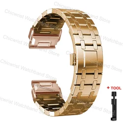 Sleek Stainless Steel Quick Fit Smartwatch Band, 26mm - 22mm (Style1 - RG)