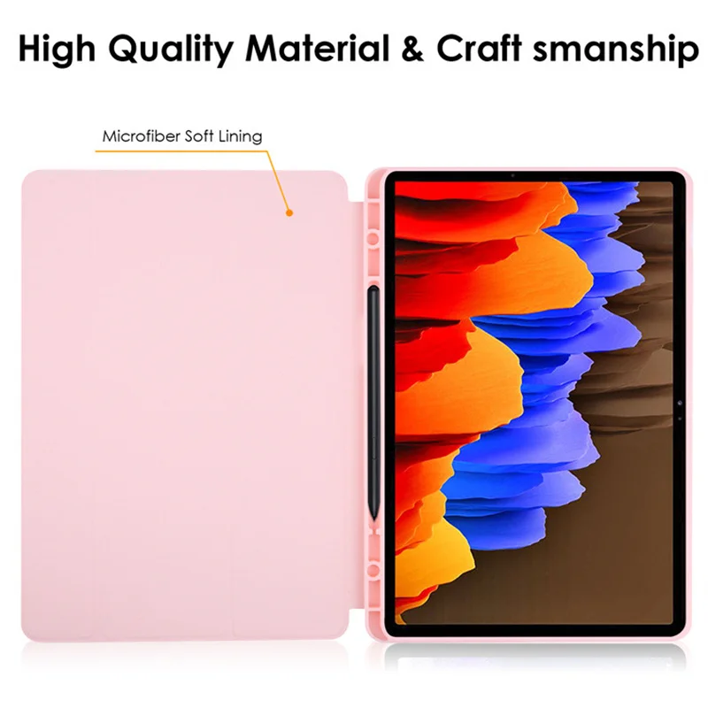 Foldable Case For Samsung Galaxy Tab S8/S7 11 incn for S6 Lite 10.4 2022 S7 Plus S7 FE S8 Plus 12.4 With Pen Holder Tablet Cover