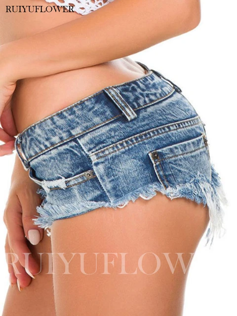 MUYDZ Women's Sexy Ripped Cut Off Hole Slim Casual Summer Low Rise Hot  Pants Denim Short Jean (Blue,M) at Amazon Women's Clothing store