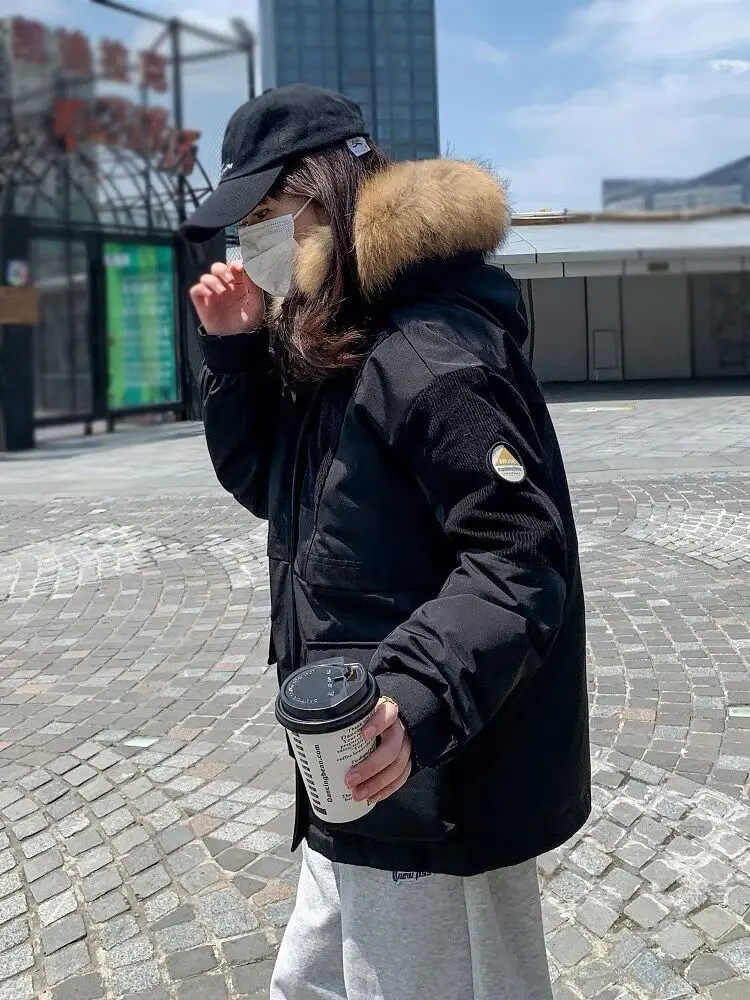 Winter Warm Down Jacket Women Clothing Fluffy Puffer Jackets Thick Down Coat Hooded Patchwork Korean Outerwear Parkas Loose New