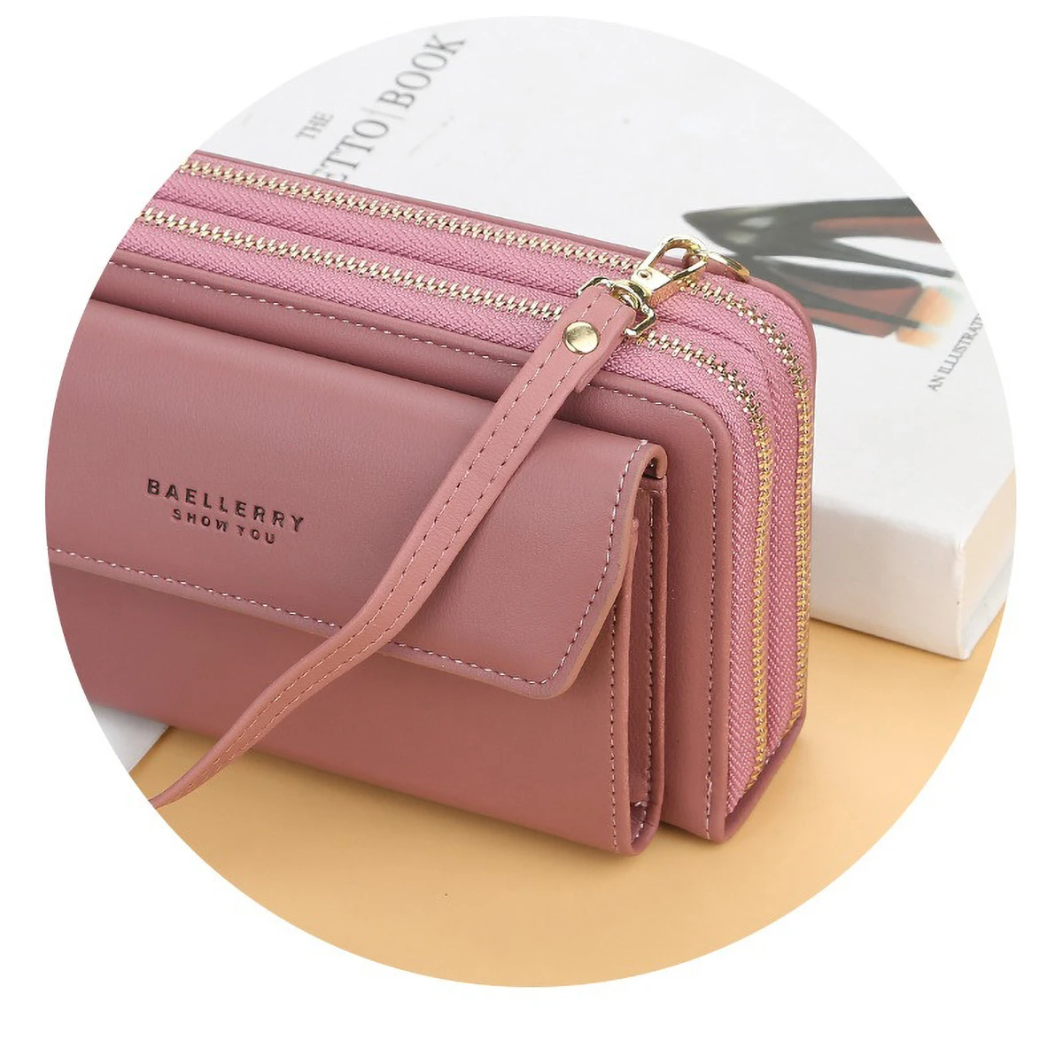 Baellerry Women's Small Double Zipper Phone Crossbody Bag, Mobile Shoulder Purse, RFID Blocking Compact Wallet Hands-Free