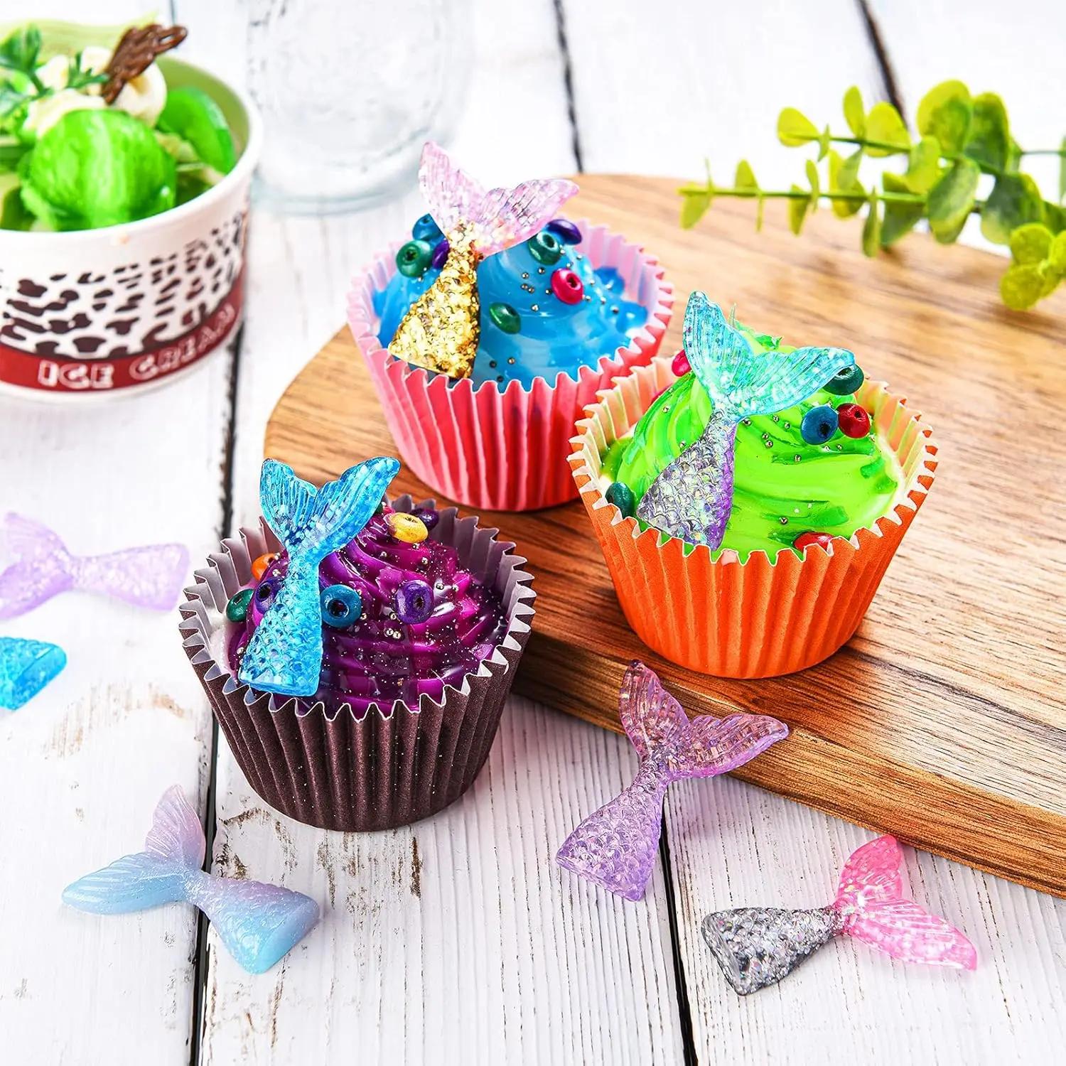 3D Mermaid Cake Toppers Cupcake Decorations Party Supplies