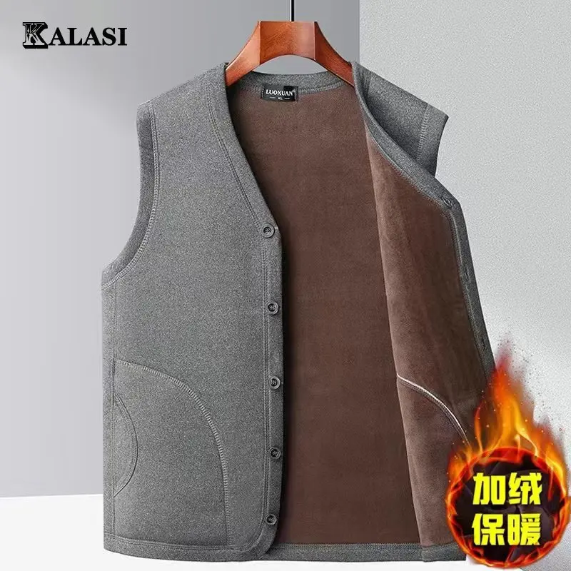 Dimusi Winter Men's Vests Casual Man Fleece Warm Sleeveless Jackets