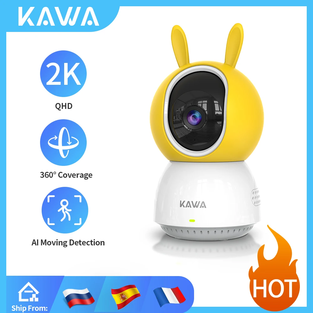 KAWA 2K IP Camera Wifi 360 Indoor Video Surveillance Cameras Security PTZ CCTV Smart Home Wireless Pet Baby Monitor Track Alexa wifi camera ip monitor 1080p cloud hd ip cameras auto tracking camera baby monitor night vision security home surveillance