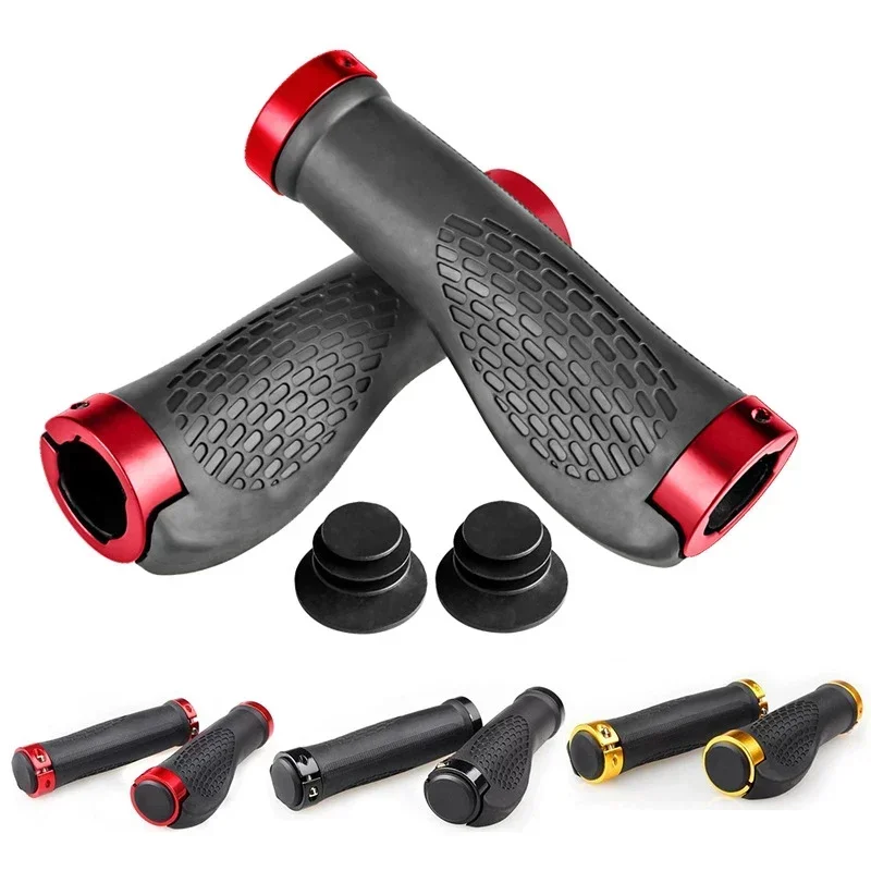 Bike Handlebar Grips Anti-Skid Non-slip Double Locking Rubber Ergonomic Mountain MTB Cycling Parts Bicycle Grips Black Gold Blue