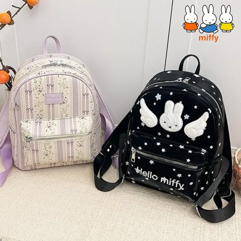Japanese Kawaii Miffy Backpack Cute Anime Rabbit Sweet Floral Versatile ...