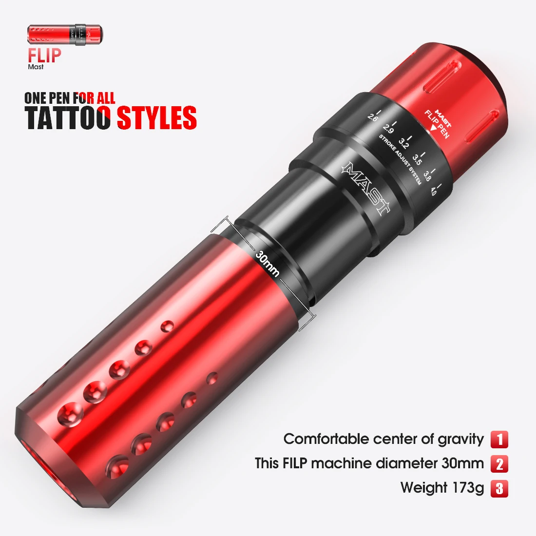 Tattoo Pen Mast Flip Adjustable Stroke Tattoo Rotary Gun RCA Interface Tattoo Machine Pen Permanent Makeup Supplies