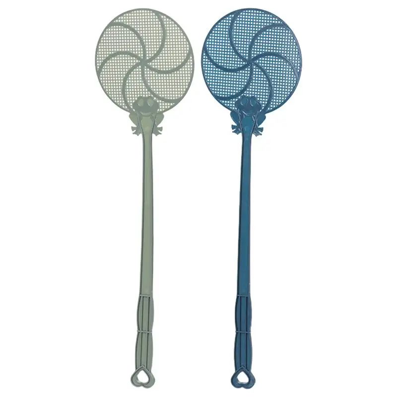 Solid Manual Fly Swatter 2pcs Long Handle Handheld Fly Racket Indoor Use Thickened Wide Mesh Indoor Flying Catching Tool