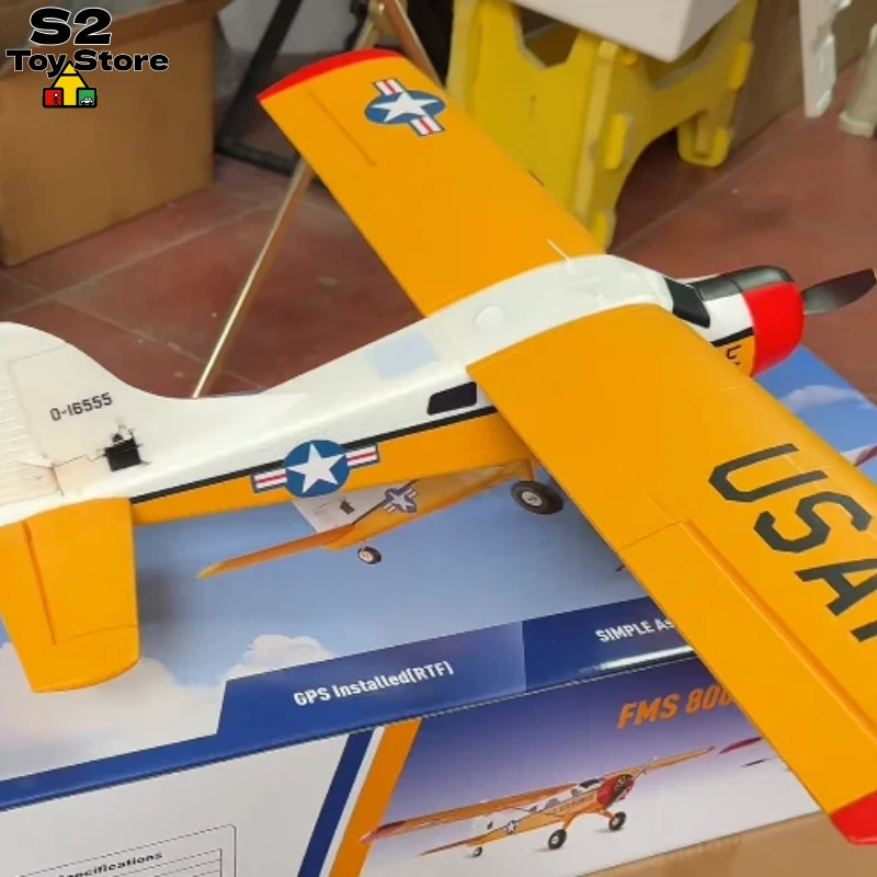 FMS 800mm 비버 RC 비행기 초보자용 트레이너 비행기, 높은 날개로 쉽게 조종 가능하고 안정적인 전동 키트, 남자아이 선물