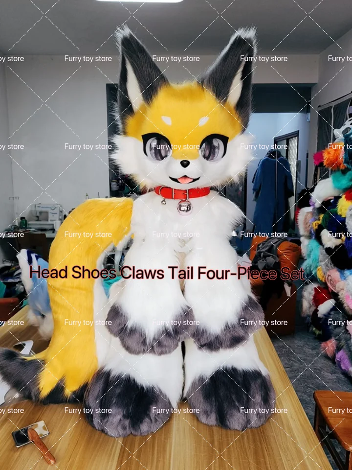 Costume Fursuit Husky Fox - Tête + Pattes + Chaussures - Personnalisable - Neuf