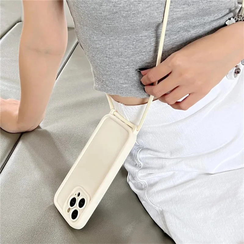 Luxury Matte Silicone Crossbody Lanyard Phone Case with Hang Strap Cover