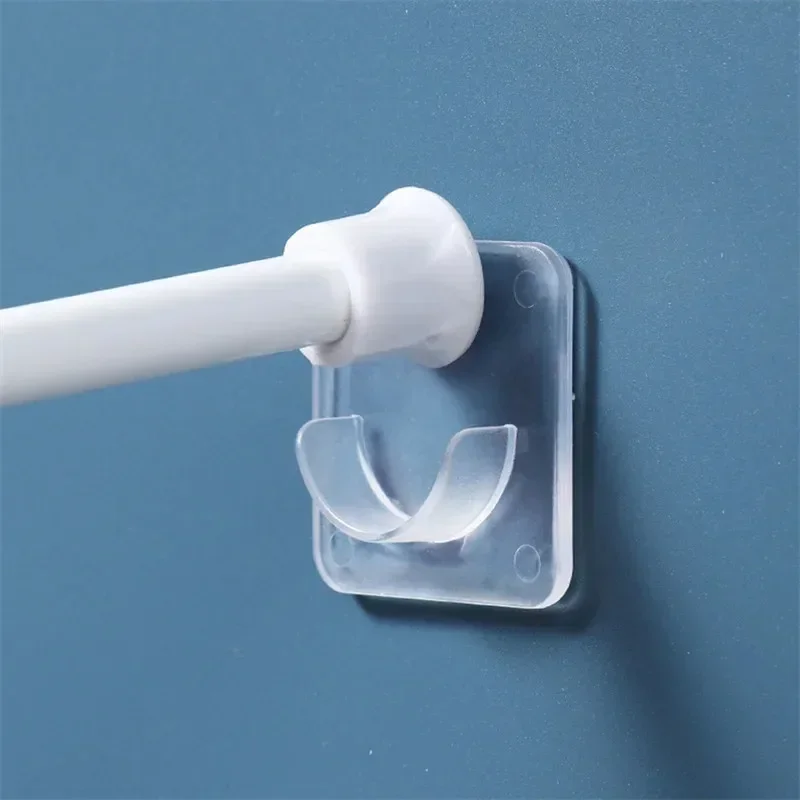 Description Picture 2 of item2Pcs Punch-free Household Telescopic Pole Support Sticker Nail-Free Adjustable Rod Holder Crossbar Wall Hooks Fixing Bracket