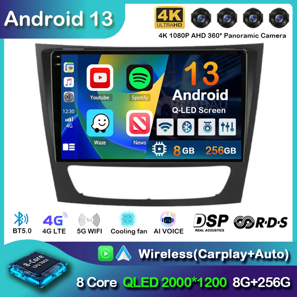 Android13CarplayCarMultimediaForMercedesBenzEclassW211E200