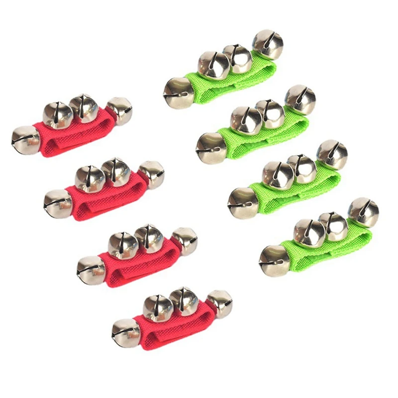 

8 шт., браслет на запястье, колокольчики, Рождественская искусственная музыкальная ударная музыкальная игрушка на Рождество, 8,5 дюйма, прочный, простой в использовании