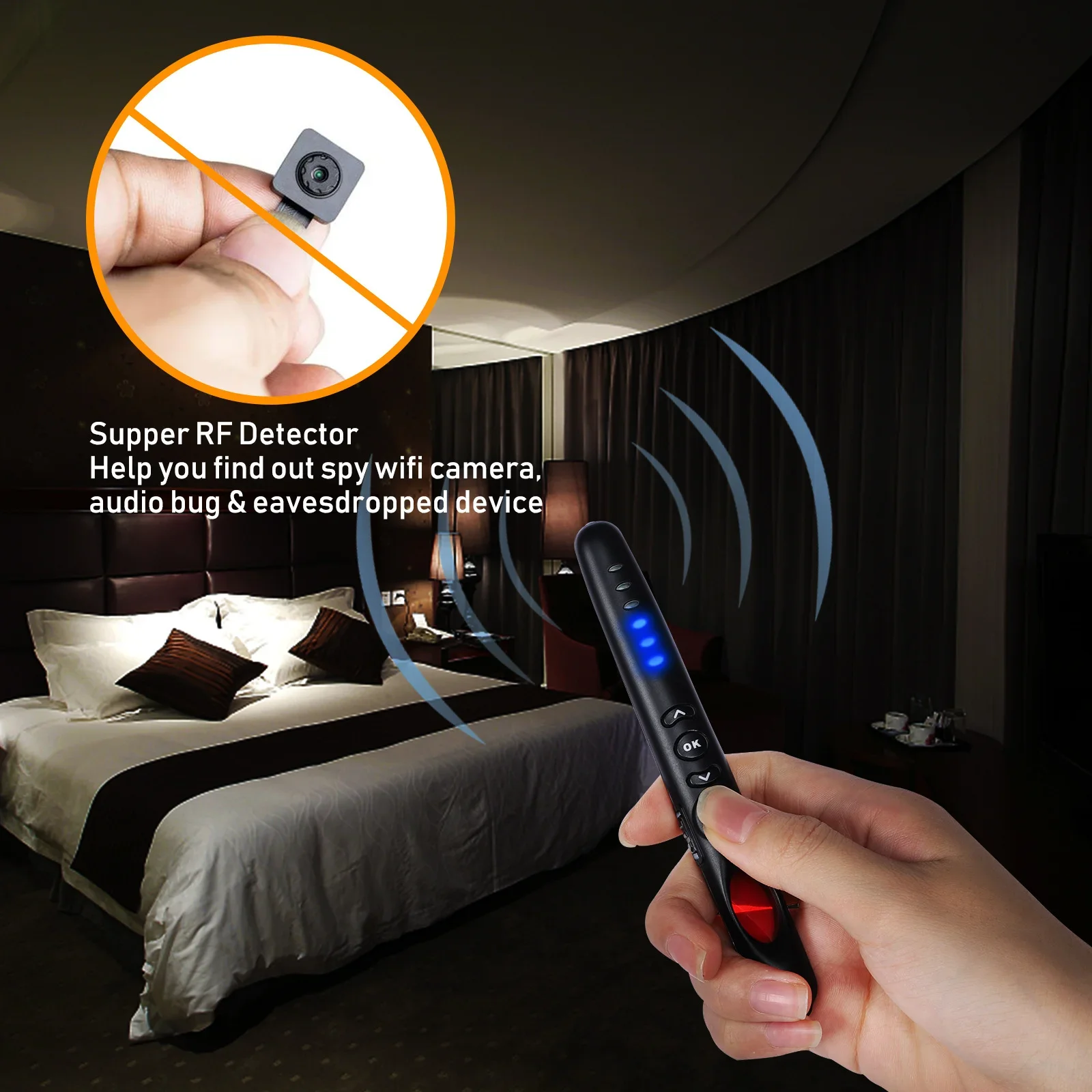 Hidden Camera Detector GPS Tracking Device Recording Listening Device Detector Hotel Car Hidden Bugging Camera