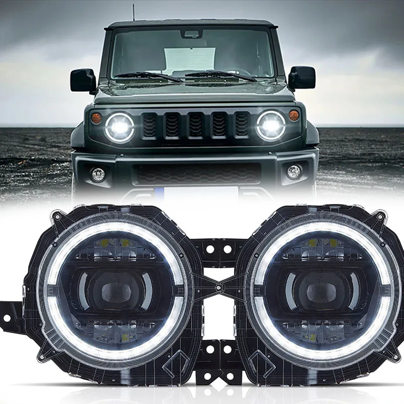 

Передние фары для Suzuki Jimny, аксессуары для фар головного света 2018 2019 2020 DRL, сигнал поворота, синий старт, фара в сборе, 2 шт.
