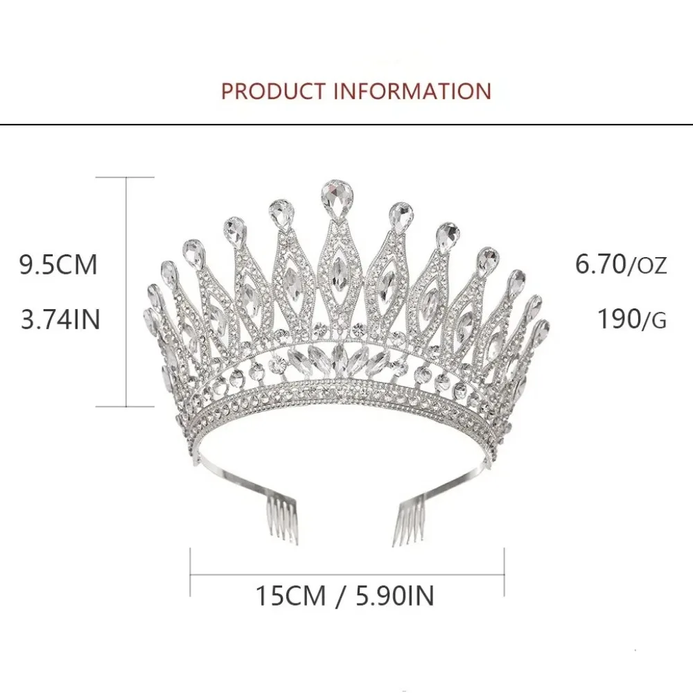 Luxury Baroque Queen Crystal Crown With Comb For Bridal Wedding_voghion.com