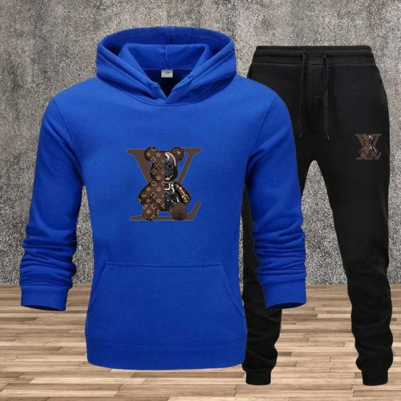 Spring High-end Fashion Hooded Sweatshirt Two-piece Set For Men's Comfortable Elastic And
