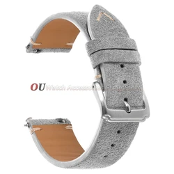 Universal Soft Suede Calfskin Quick Release Watch Straps - 22mm (Light Grey)