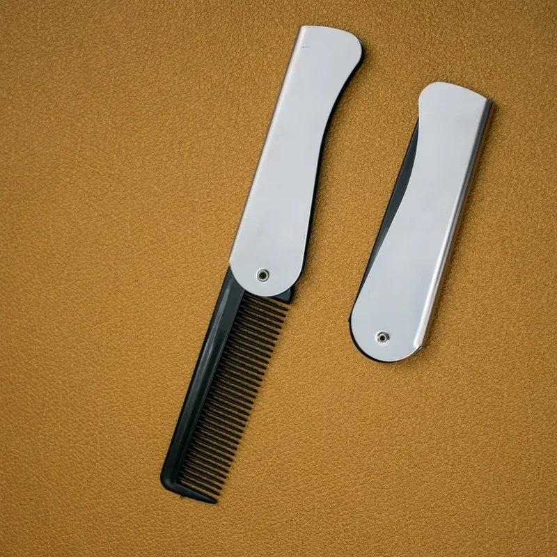 Description Picture 4 of itemFolding Stainless Steel Comb Portable Men Oil Head Moustache Beard Brush Comb Women Beauty Pocket Clip Salon Styling Accessories